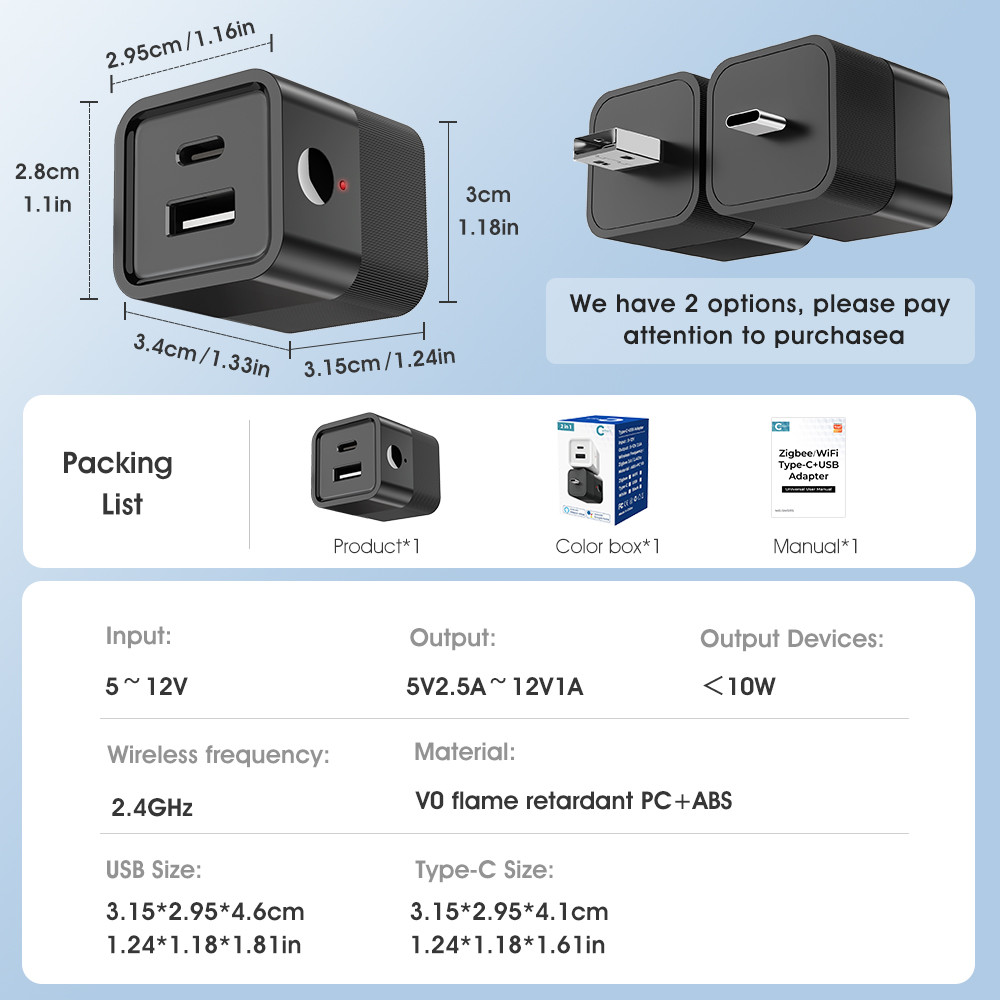 Tuya Mini Smart WiFi Power Adapter 5V Micro USB & Type-C Charger with APP Timing, Voice Control, Alexa Compatibility for Light Strips