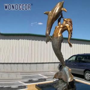 China Custom Life size in unique brass mermaid statue for garden decoration on sale