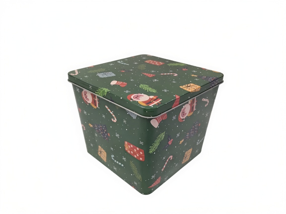 Dadi Customized Trapezoidal Metal Storage Tin with Square Top Lid Premium Iron Box for Cookies Snacks Candies Gifts