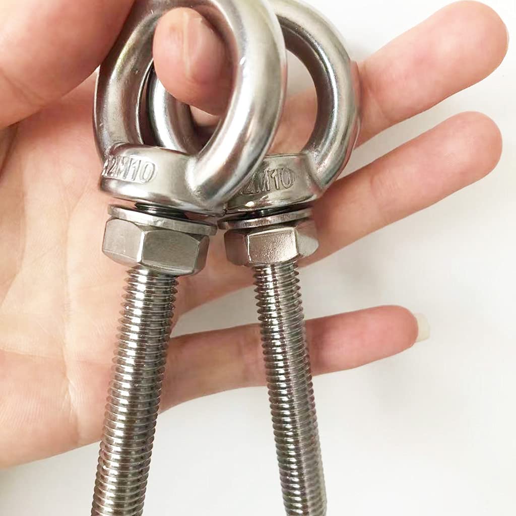JIS Standard Corrosion-Resistant Stainless Steel Thread Lifting Ring Shoulder Eye Bolts 3/8" X 2.75" with Nuts and Washer