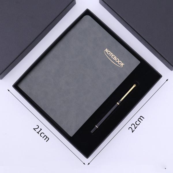 Customized A5 Wood-free Paper PU Resin Cover Leather Journal Notebook Set With Pen