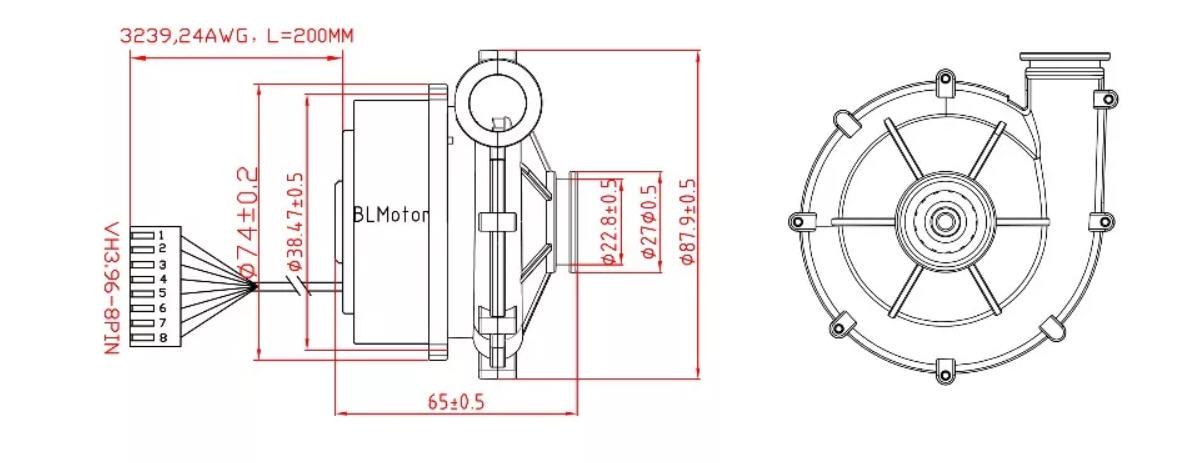 24VDC Brushless DC Air Blower 12Kpa-480L/Min Micronel Blower for Medical Equipment