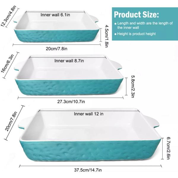 Rectangular Kitchen Ceramic Bakeware Sets Tray With Binaural Multifunctional