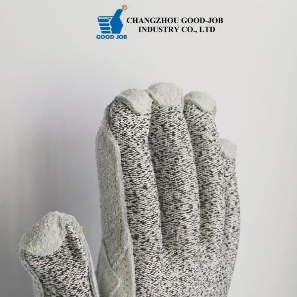 Leather Cut Resistant Gloves HPPE Fiber Cow Split Leather Welding Gloves