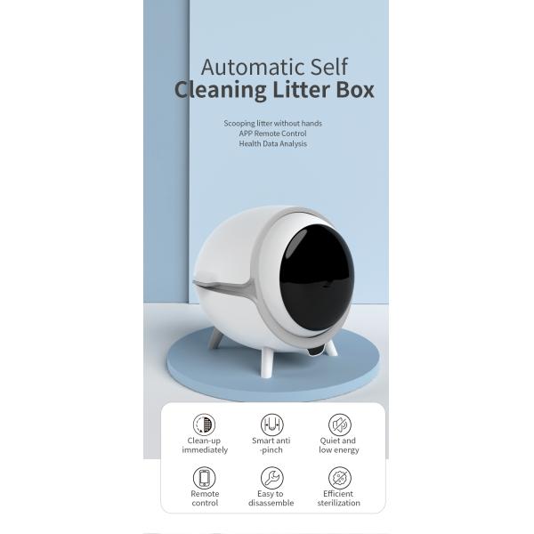 6W Rated Power Pet Smart Automatic Litter Box With 75L High Capacity