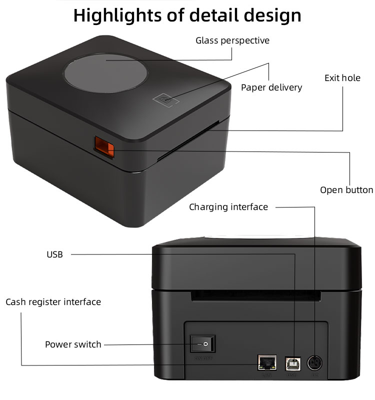 Thermal Printer for Restaurant POS Receipt Label Printing TSPL/CPCL/ESC/POS Print