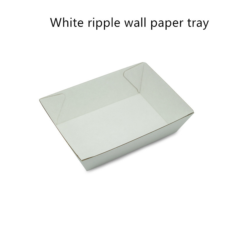 Rectangular White Paper Food Serving Tray Height 47mm
