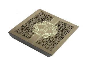 Square Lace Laser Cut Chocolate Paper Box  For Wedding Invitation