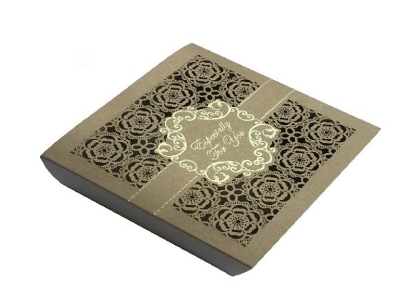 Quality Square Lace Laser Cut Chocolate Paper Box  For Wedding Invitation for sale