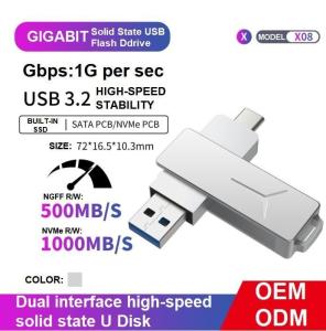 China Dual Interface High-Speed Solid State U Disk Nvme Interface SATA PCB Gigabit Solid State USB Flash Drive wholesale