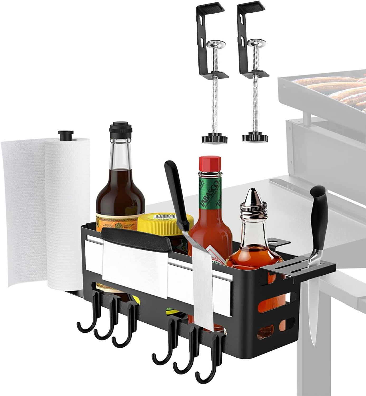 Space Saving Griddle Caddy for BBQ Tools Magnetic Tool Storage Box for Grilling Setup
