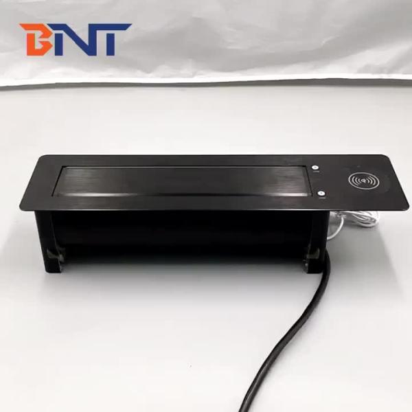 Quality Built in wireless charger motorized rotate table socket with EU power plug for sale