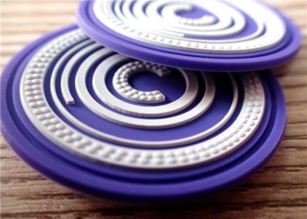 Quality Double Color Circular Silicone Patches With 3D Embossed Brand Name Logo for sale