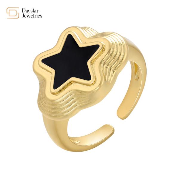 Star type Gold Plated Y2k Rings Colorful Enamel Open Women Jewelry