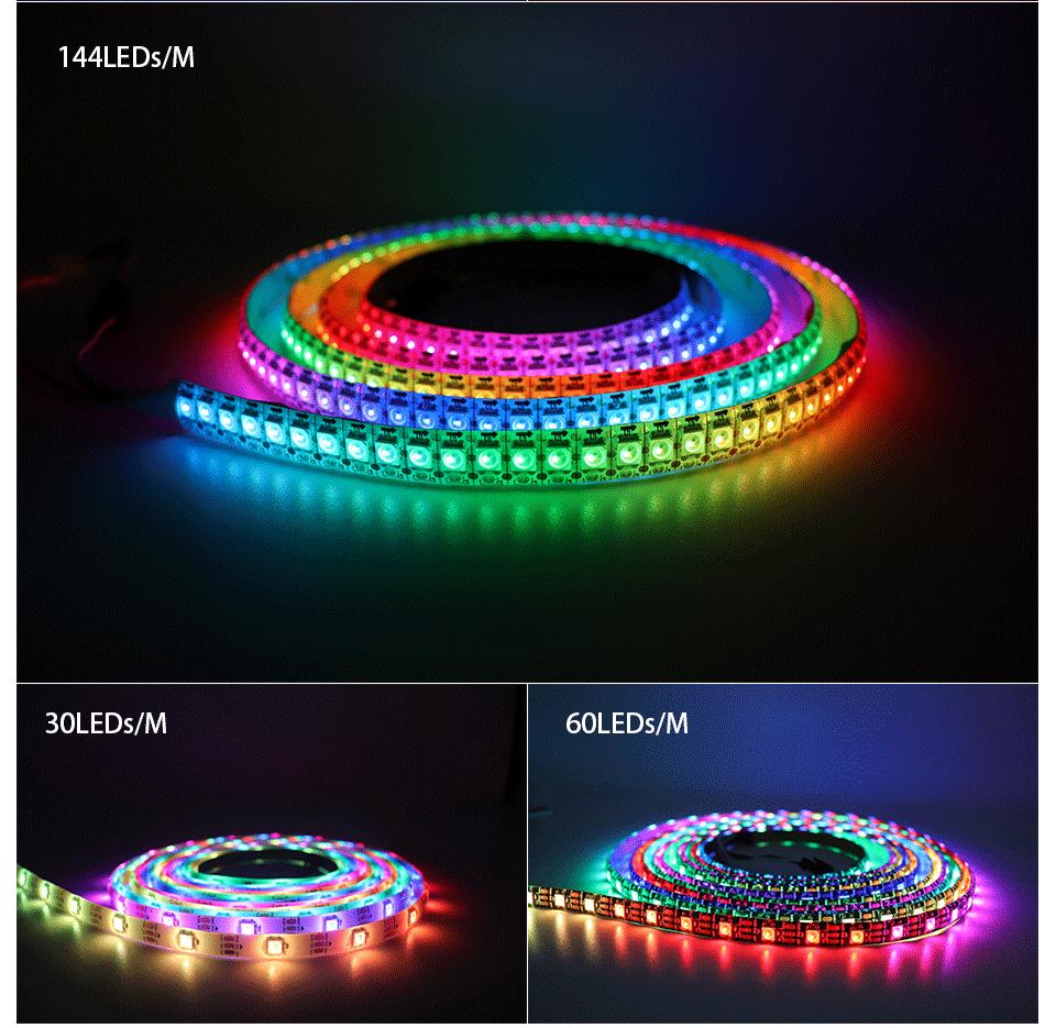 RGB Changeable Color 5050 LED Strip Lights Individually Addressable Ws2812