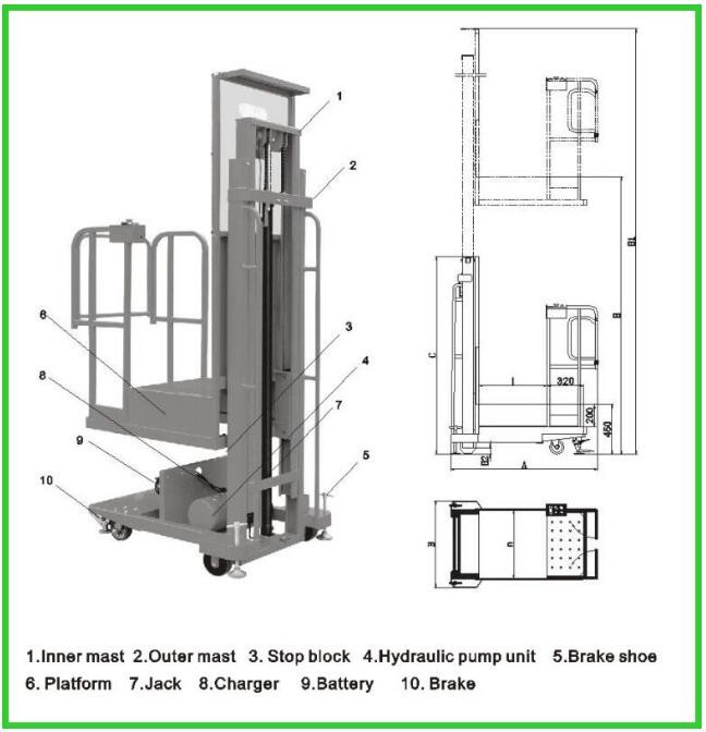 SEP Model 2.7m 3.3m 4m 4.5m Semi Mobile Order Picker Platform Safe And Reliable