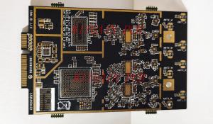 Custom Green Fr4 HDI PCB Board / 10 Layer Pcb Black Solder Mask 7Mil BGA