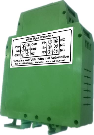 Quality 3000V isolation mA&V to Frequency Signal Isolated Transmitter DIN35 signal converter green for sale