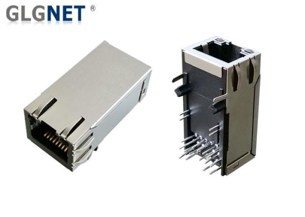 Quality 10G Magnetic RJ45 Power Over Ethernet Connector With UPOE+ Single Port Latch Up for sale
