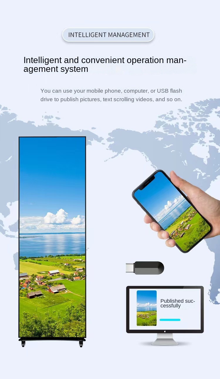 LED Poster Display WiFi Control System Display Panels LED Poster Screen IP40 For Indoor