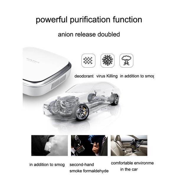 HOMEFISH ABS Hepa Filter Car Air Purifier DC5V With Led Light