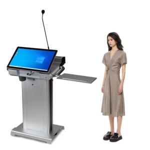 Portable Auditorium Smart Podium With 32 Front Screen / Height Adjustable Digital Lectern
