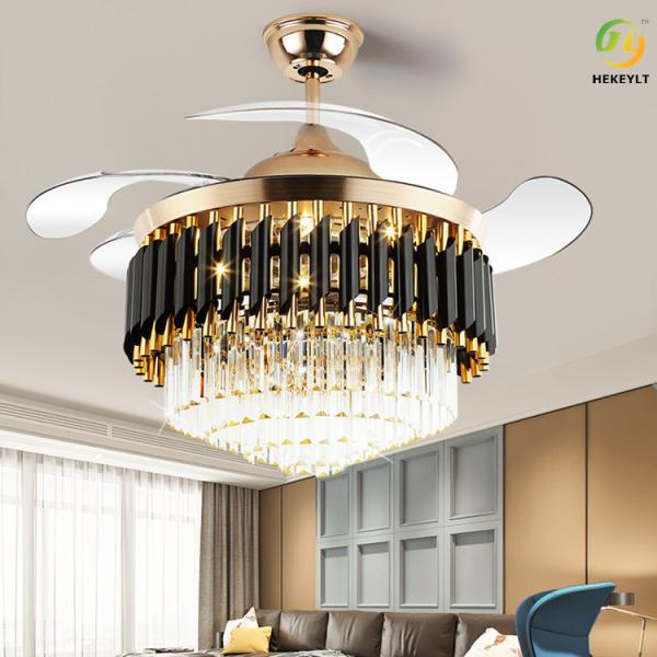 Quality Retractable Ceiling Fan Light With Bluetooth Speaker 48W 42 Inch for sale