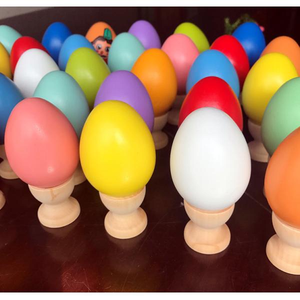 Assorted colors Solid Wooden Easter eggs for kids children DIY Graffiti painging can be with