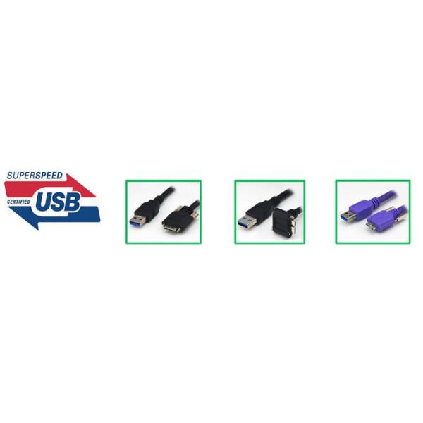 High Flexible USB3 Vision Cable / USB 3.0 Twin Female Panel Mount To Wire Harness Cable