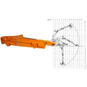 Telescopic Boom For Excavator With Standard Bucket Hitachi Komatsu Yellow Red