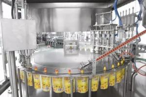 China Automatic Desktop Rotary Juice Soft Drinks Beverage Liquid Spout Pouch Filling Capping Machine wholesale