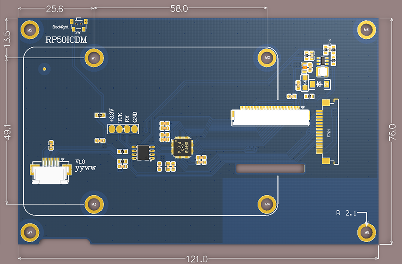 800*480 Raspberry Pi Module 5.0 Inch IPS TFT DSI Multi Touch Lcd Display Module