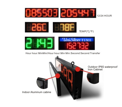 Original Outdoor Waterproof Led Digital Double Side Time And Temperature Sign Led Timer Display Led Wall Clock