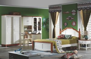 China luxury teenagers solid wood bed room set furniture wholesale