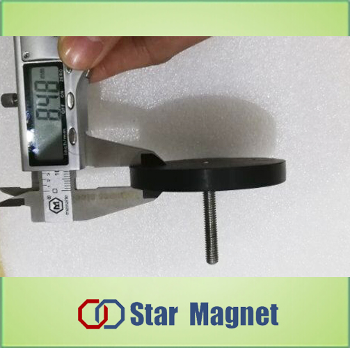 Pot Rubber Covered Magnets Light Magnetic Mounting Base With External Thread