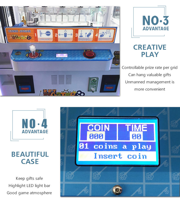 Coin Operated Key Master Game Golden Key Prize Vending Game Machine With Bill Acceptor