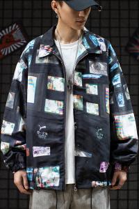 China YARN DYED Winter Windproof Men Jackets Custom Satin Baseball Jacket on sale