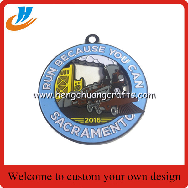 Matt gold plated medals custom,ribbon medals with football logo design sports medals