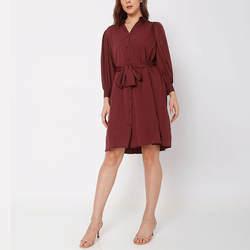 Long Sleeve Ladies Dress Button Front Knee Length Dress for Women Clothing Manufacturers Elegant Custom Logo Lapel Shirt Dresses