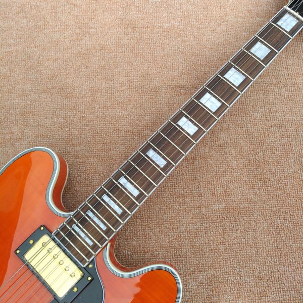 New style high-quality hollow body jazz electric guitar, Bursting maple top & back Double F holes electric guitar, free