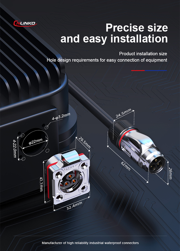 CNLINKO BD20 IP68 Industrial Waterproof Metal 7 Pin Round Male Female Connector