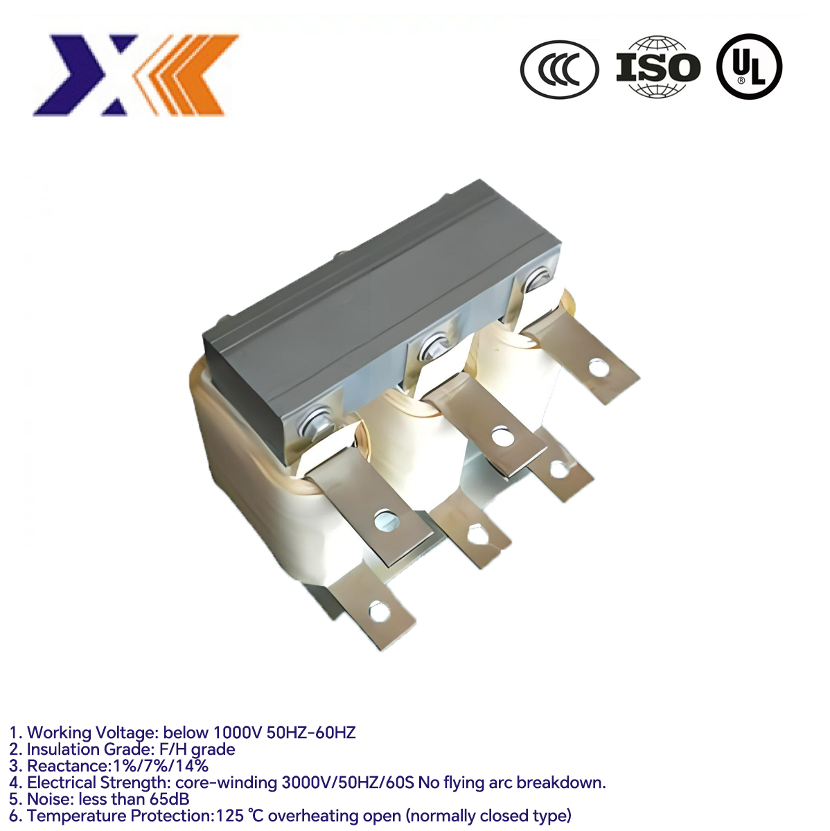 Original Manufacture Three Phase Dry Type Power Compensation Cabinet Reactor ±3% Tolerance