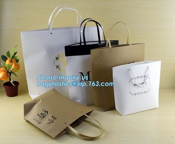 Customized Cut Printed Coated Paper Shopping Bag with Matt Lamination,rope handle custom logo printed white paper bag