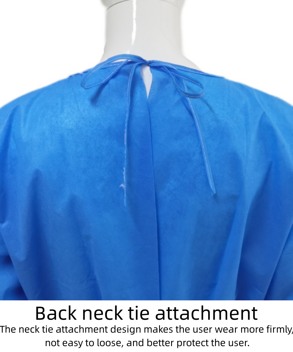 Long Sleeve Level 3 SMS Fabric Anti Static CE Waterproof Disposable Isolation Gown 120 X 140cm