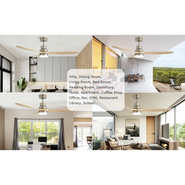 ceiling fan OEM 110v Solid Wood Smart Ceiling Fan Color Changing Led Light AC Motor