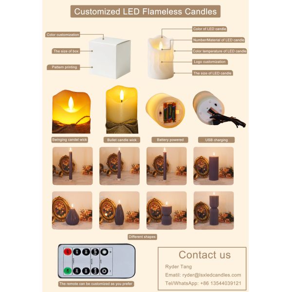 Highly Scented LED Light Candles Eco Friendly Remote Control Pillar Candles Customized