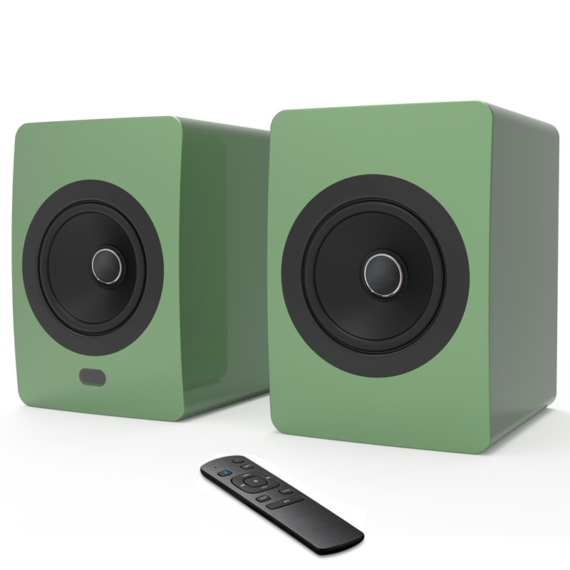 Powered Bookshelf Bluetooth TWS Speakers Wireless Wooden Cabinet HiFi Stereo Loudspeaker