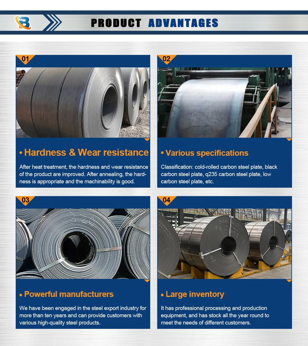 Mild Hard/Soft Black Painted Oiled Structural ASTM SPCC Spcd S PCE DC01 DC03 Cold Rolling Carbon Steel Coil