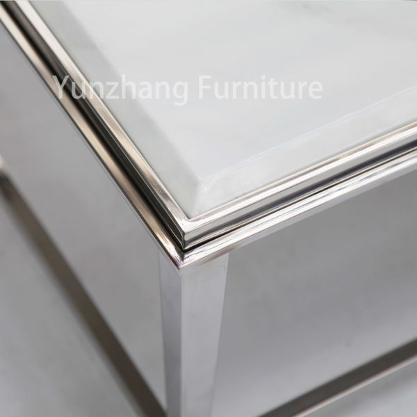 Silver Frame SS201 Simple Bed Table Small CBM Square Table For Bedroom