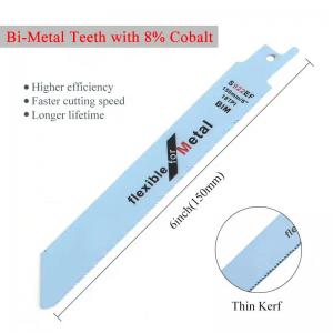 China 6 Inch Metal Cutting Reciprocating Saw Blade Set Bi-Metal Sawzall Blades For Metal Pipe, Sheet Metal, Rebar 18TPI on sale